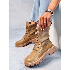 Botas militares con parte superior de calcetín Sanna Khaki beige 5