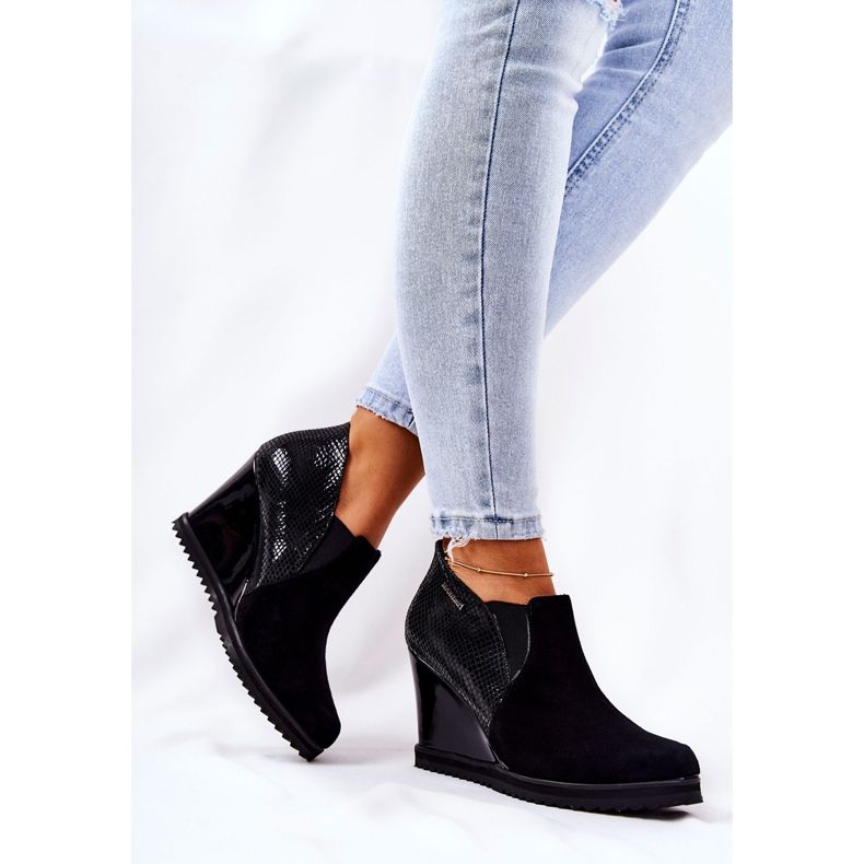 Botas Con Cuña Patrón Animal Monnari 0990-020 Negro 1