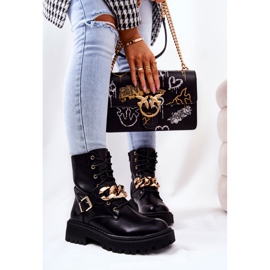 WS1 Botas Obrero Molisa Negra Con Cadena negro dorado 1