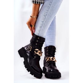 WS1 Botas Obrero Molisa Negra Con Cadena negro dorado 3