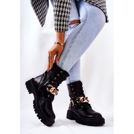 WS1 Botas Obrero Molisa Negra Con Cadena negro dorado 4