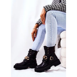 WS1 Botas Obrero Molisa Negra Con Cadena negro dorado 6