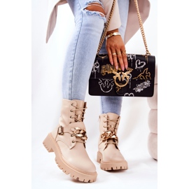 WS1 Botas de trabajo Molisa beige con cadena dorado 4
