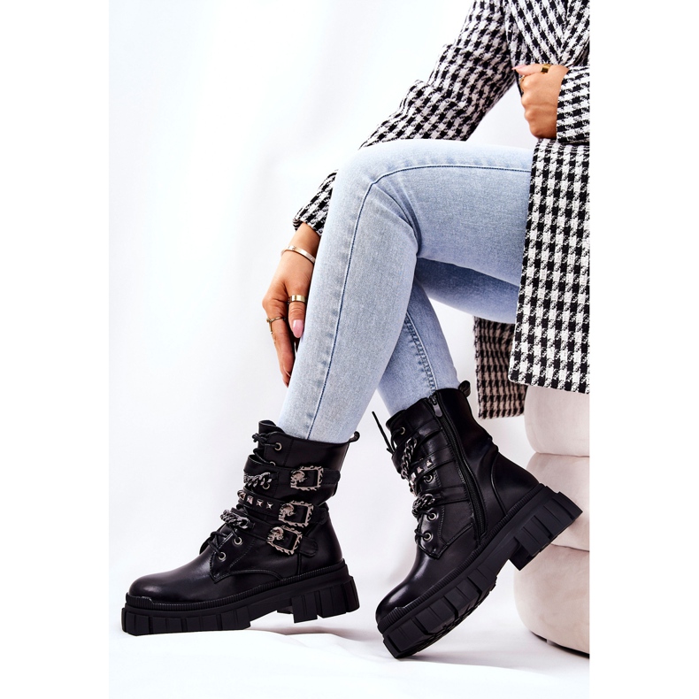 WS1 Botas Atado Cadena Hebilla Negro Reiloy 2 WS1 Botas Atado Cadena Hebilla Negro Reiloy 2