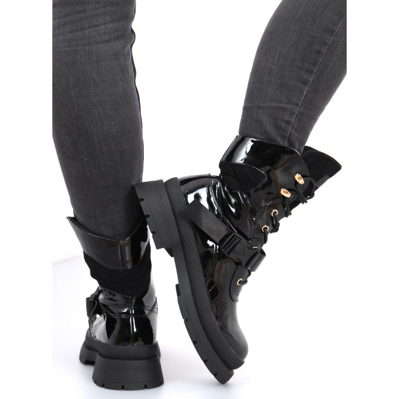 Botas militares Jens Black barnizadas negro 2