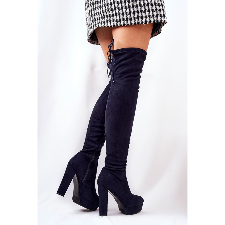 WS1 Botas Tacón Ante Azul Marino Minesa 1