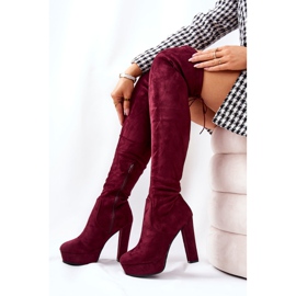 WS1 Botas de Tacón de Ante Burdeos Minesa rojo 2