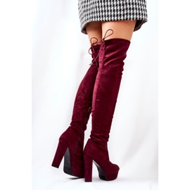 WS1 Botas de Tacón de Ante Burdeos Minesa rojo 1