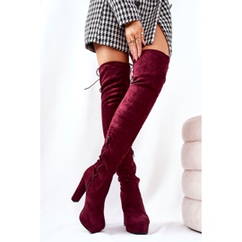 WS1 Botas de Tacón de Ante Burdeos Minesa rojo 4