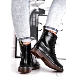 EVE Botas de Mujer Botas Trappers Lacadas Negro Marita 3