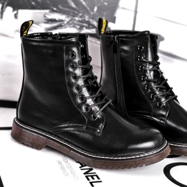 EVE Botas de Mujer Botas Trappers Lacadas Negro Marita 4