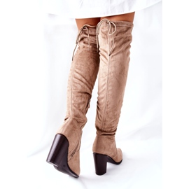 Vinceza Botas De Mujer Con Tacón Ante Beige Monleek 5