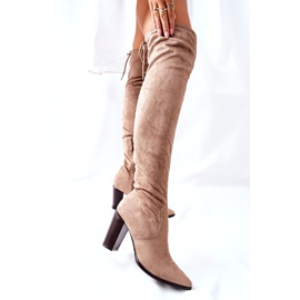 Vinceza Botas De Mujer Con Tacón Ante Beige Monleek 2