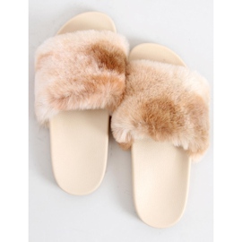 Pantuflas de pelo ombre beige Emy 1