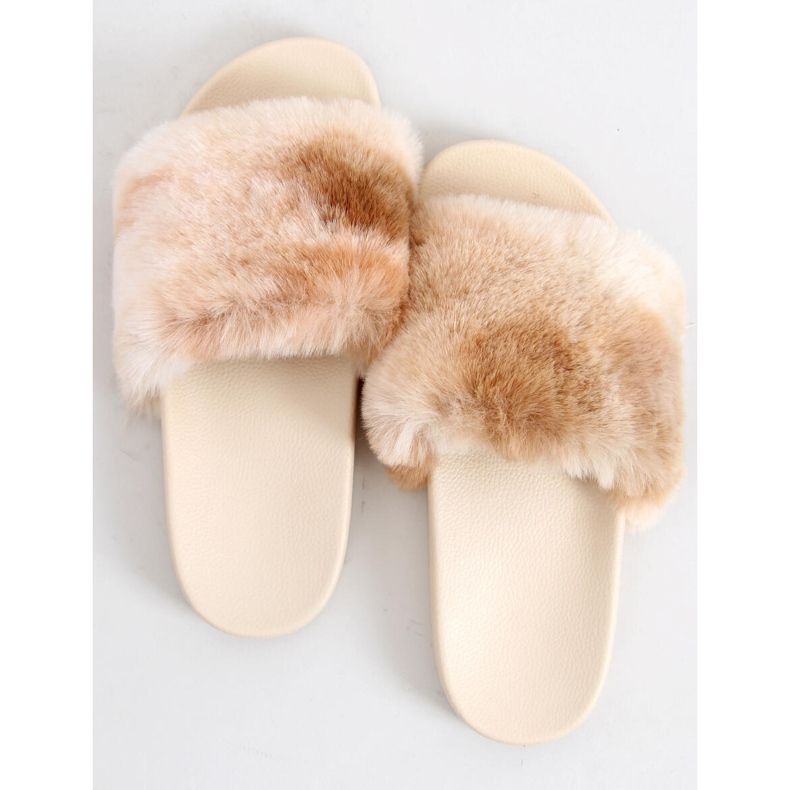 Pantuflas de pelo ombre beige Emy 1