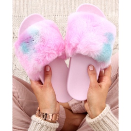 Pantuflas de piel ombre rosa Emy púrpura azul 2
