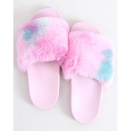 Pantuflas de piel ombre rosa Emy púrpura azul 1