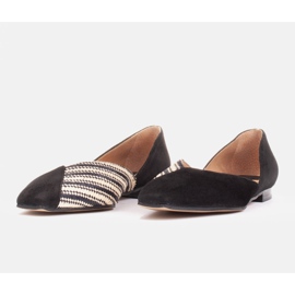 Marco Shoes Bailarinas en combinación de ante y trenzas negro 3