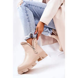 WS1 Botas de piel con cremalleras beige decorativas Deborah 3