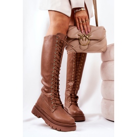 PG2 Botas altas y cálidas Kannies camel anudadas marrón 3