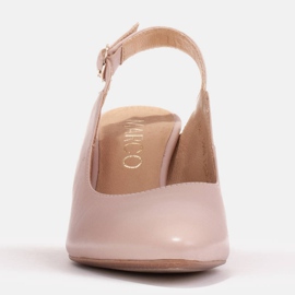 Marco Shoes Zapatos de salón beige con inserto de tacón dorado rosado 2