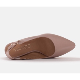 Marco Shoes Zapatos de salón beige con inserto de tacón dorado rosado 6
