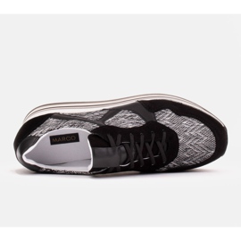 Marco Shoes Zapatillas de suela gruesa de cuero natural blanco negro 5