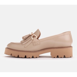 Marco Shoes Mocasines con cadena de oro sobre suela ligera beige 3