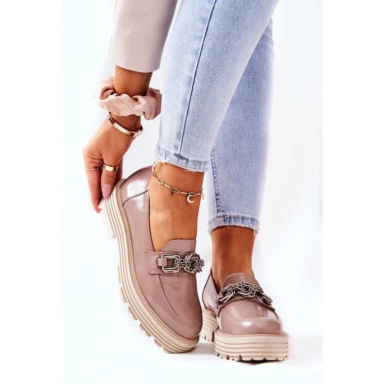 Mocasines Brogues Mujer Piel Beige Oscuro Laura Messi 2383 2