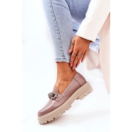 Mocasines Brogues Mujer Piel Beige Oscuro Laura Messi 2383 1