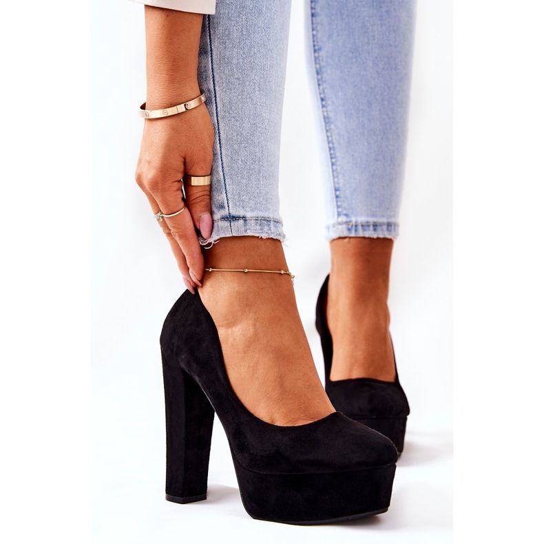 WS1 Zapatos de tacón de ante en la plataforma Bemiso negra negro 1