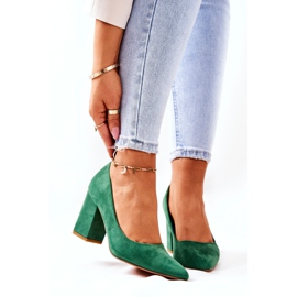 WS1 Zapatos de salón en un poste de ante verde Florena 1