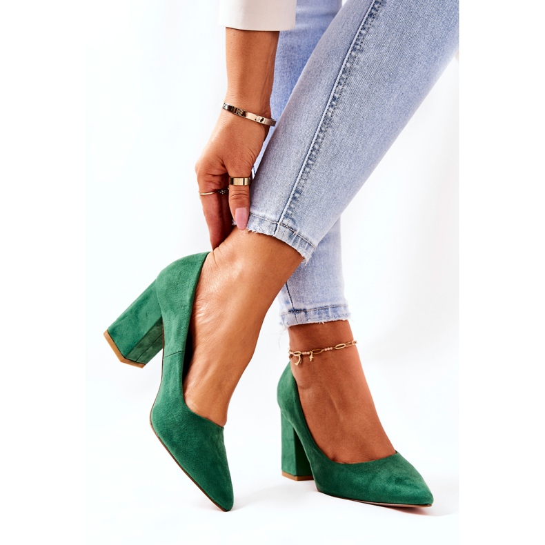 WS1 Zapatos de salón en un poste de ante verde Florena 2