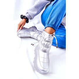 PE1 Botas de nieve cálidas plateadas Starbone para mujer con cremallera plata 2