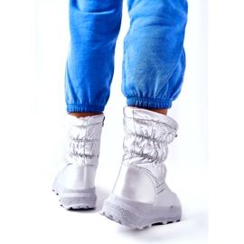 PE1 Botas de nieve cálidas plateadas Starbone para mujer con cremallera plata 3