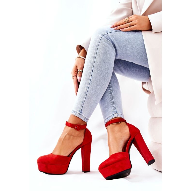 WS1 Zapatos de tacón en una plataforma de ante rojo Netel Post 1 WS1 Zapatos de tacón en una plataforma de ante rojo Netel Post 1