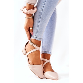 WS1 Zapatos De Tacón Bajo De Piel Beige Giovanna 1