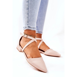 WS1 Zapatos De Tacón Bajo De Piel Beige Giovanna 3