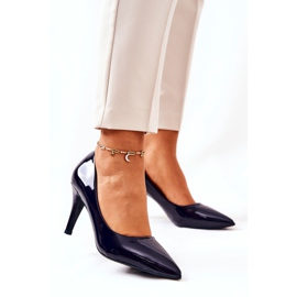 WS1 Salón Clásico Lacado Stilettos Azul Marino Elinne 4