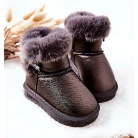 Botas de nieve cálidas con piel gris Bessie negro 2