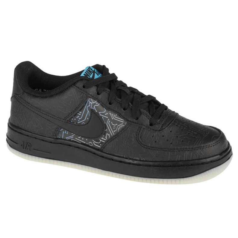 Calzado Nike Air Force 1 Low Gs Jr DN1434-001 negro azul 1