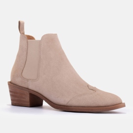 Marco Shoes Botines chelsea con tacones altos fabricados en ante natural beige 1