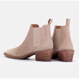 Marco Shoes Botines chelsea con tacones altos fabricados en ante natural beige 4