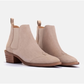 Marco Shoes Botines chelsea con tacones altos fabricados en ante natural beige 3