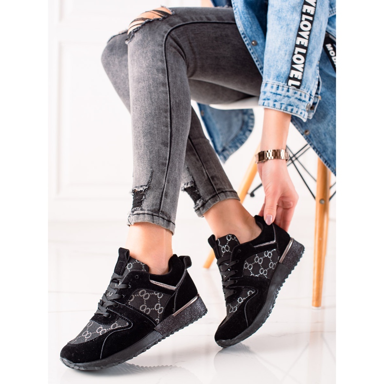 Evento Zapatillas elegantes con purpurina negro 1