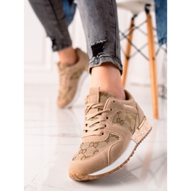 Evento Zapatillas elegantes con purpurina beige marrón 3