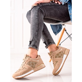 Evento Zapatillas elegantes con purpurina beige marrón 2