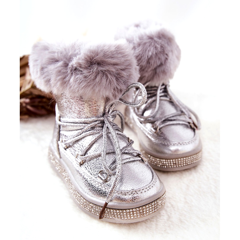 FR1 Botas de nieve para niños con piel Silver Grandis plata 1