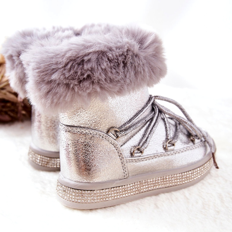 FR1 Botas de nieve para niños con piel Silver Grandis plata 2