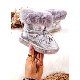 FR1 Botas de nieve para niños con piel Silver Grandis plata 3